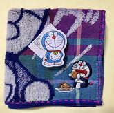 DORAEMON 吃豆沙包 毛巾手帕 紫藍色